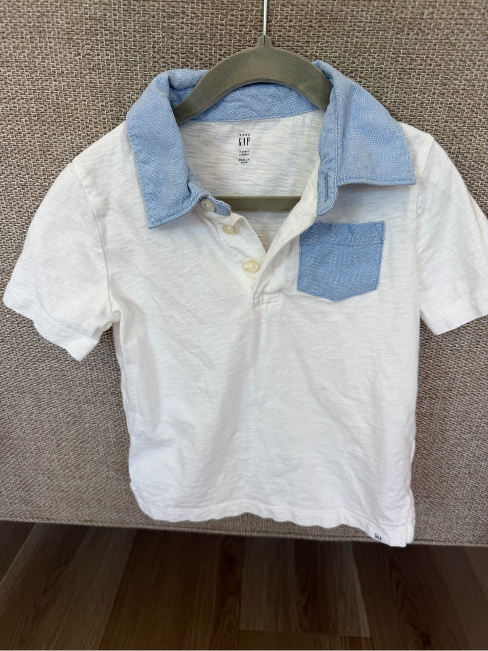 GAP White Polo with Light Blue Collar and Pocket